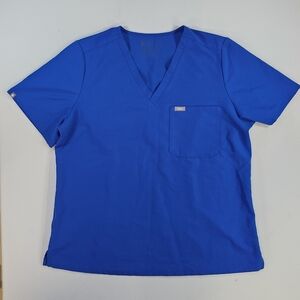 Figs Women's Short Sleeve V-Neck Scrub Top - Royal Blue